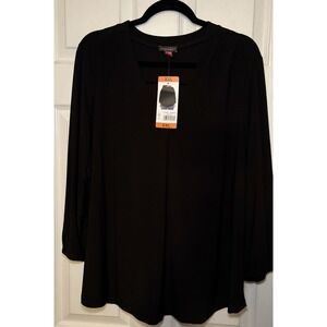 Vince Camuto Dress Top Blouse Sz 2X Black Long Sleeve  NWT